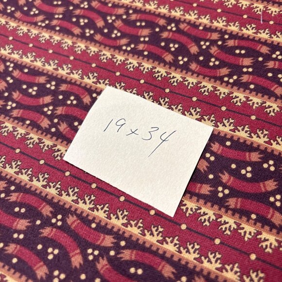 Andover Fabrics Burgundy & Gold Holiday Print Cotton Quilting Fabric 19"x34" - Picture 5 of 6